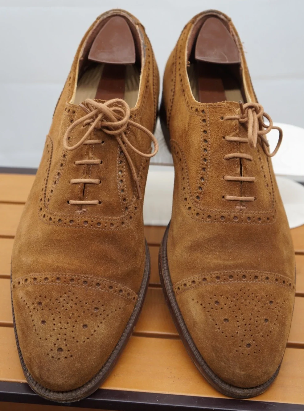 Crockett & Jones Winchester Tan Brown Suede Brogue Oxford UK 10.5 E US 11
